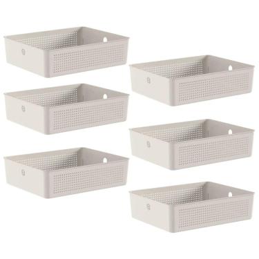 Imagem de Conjunto 6 Cestos Organizadores 8,2L Flow Bege 34x27x9cm Lav