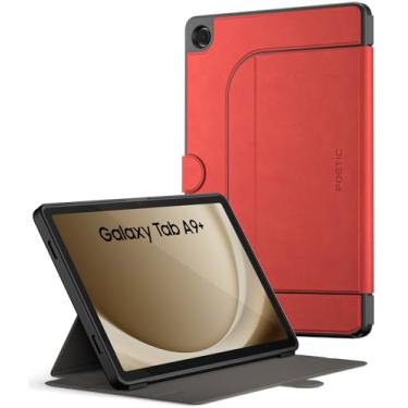 Imagem de Poetic Explorer Magnetic para Samsung Galaxy Tab A9 Plus (2023) Capa com suporte, suporte magnético super forte para tablet Galaxy A9 Plus, vermelho escuro