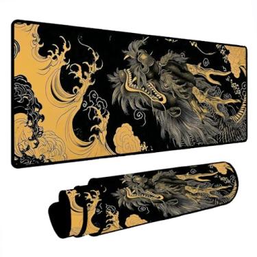 Imagem de Criarte Mouse Pad Gamer Deskpad Speed Extra Grande - Dragão Sépia (90x40 cm) - Tecido Speed, Antiderrapante, Borda Costurada, Dobrável, Ideal para Jogos