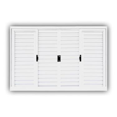 Imagem de Veneziana em Aço 6 Folhas (2 Fixas) sem Grade Mgm Minas Sul 1,00mx1,20m - Requadro 12cm Branca