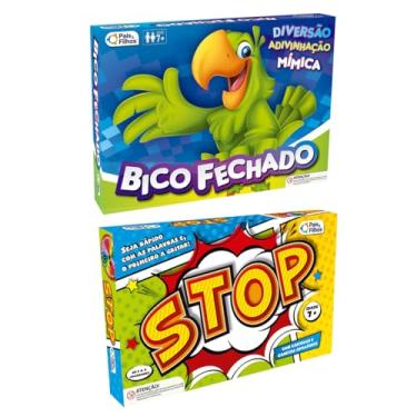 Imagem de Jogo de Mimicas Bico Fechado + Jogo de Tabuleiro Stop com Roleta - Pais e Filhos