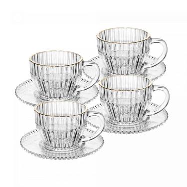Imagem de Conjunto 4 Xícaras de Café de Cristal com Fio de Ouro Imperatriz 110ml 20846 - Wolff
