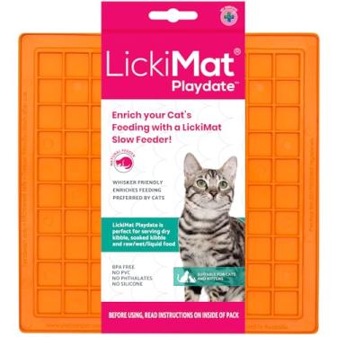Imagem de Lickimat Classic Playdate, Alimentador lento para gatos para tédio felino e redução de ansiedade; Perfeito para alimentos, petiscos, iogurte ou manteiga de amendoim Alternativa divertida