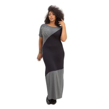 Imagem de MAIS NA MODA PLUS Vestido Feminino Longo de Malha com Brilho Plus Size Chic Cinza Margô (46)