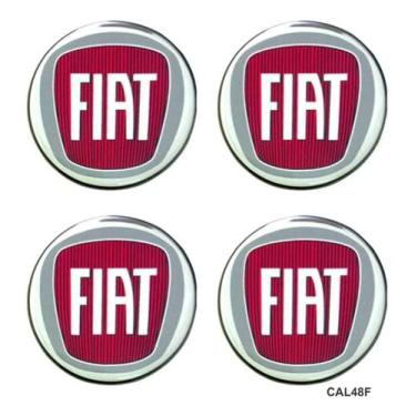 Imagem de Emblema Resinado Calota Fiat Vermelho Adesivo 55mm 4 Unid - Resitank