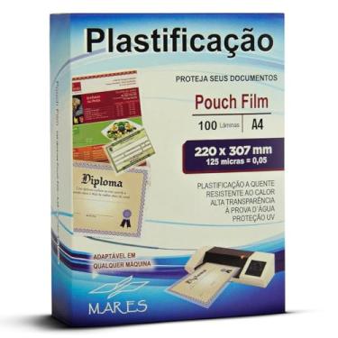 Imagem de Plástico para Plastificação Mares A4 0,05 125 micras 220x307mm 100 unidades