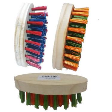 Imagem de Kit 3 Unidades ESCOVA Lavandeira OVAL Madeira Limpeza Geral Multiuso T