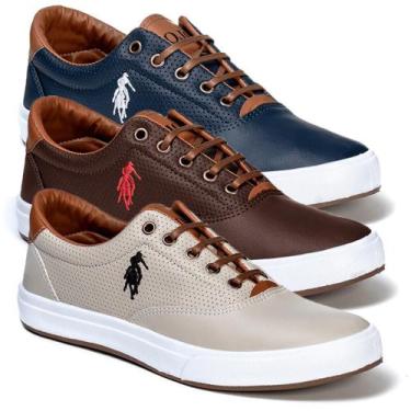 Imagem de kit 3 pares do tenis masculino Polo Open casual dia a dia sapatenis ca