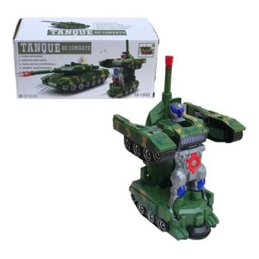 Imagem de Robô Tanque De Combate Guerra Vira Robô Com Som E Luz - DM TOYS
