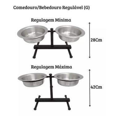 Imagem de Comedor Pote Para Ração Água Tigela Duplo Elevado Cachorro Grande - O 