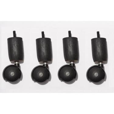 Imagem de Kit 4 Rodinhas Para Cama Box ou Baú Rodízios de Madeira e Plástico Pre