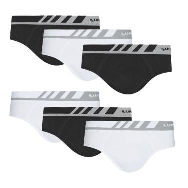 Imagem de Combo 6 Cuecas Slip Sem Costura Microfibra Lupo Original Nf , Preta e 