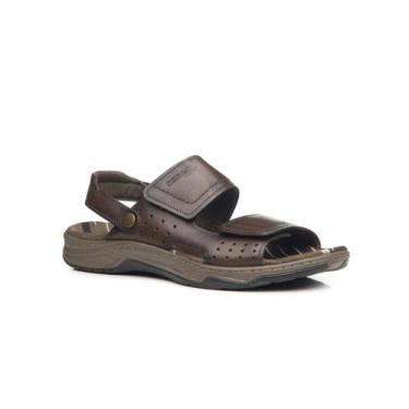 Imagem de Sandália papete masculina pegada 132254 em couro com amortecedor, Crav