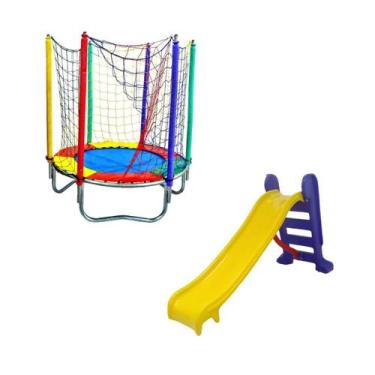 Imagem de Kit Brinquedos Playground Cama Elástica Pula Pula Trampolim 1,40 Escor