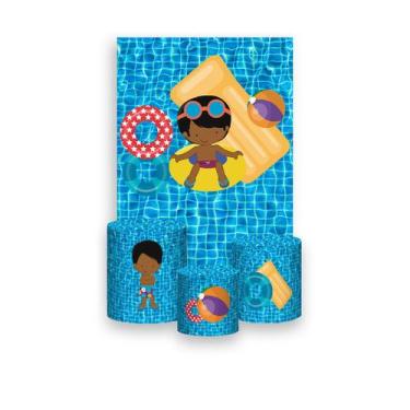 Imagem de Painel De Festa Vertical 1,50 x 2,20 + Trio De Capas Cilindro - Piscin