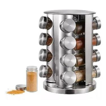 Imagem de Rack Giratório Aço Inox Giratório 16 Potes Para Especiarias - LORBEN