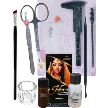 Imagem de kit designer sobrancelhas profissional henna chandra Pinça Tesoura Pal