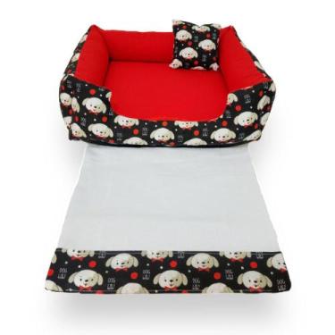 Imagem de cama P 50x50cm caminha cachorro ou gato até 5kg+ tapetinho higiênico l