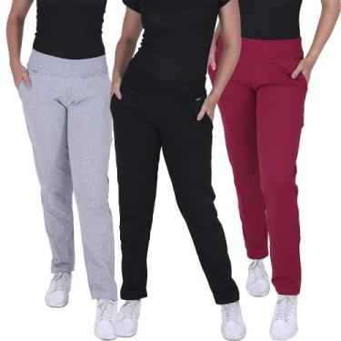 Imagem de KIT 3 Calças Feminina Moletom Algodão Quentinha - CLICK MAIS BONITA, P