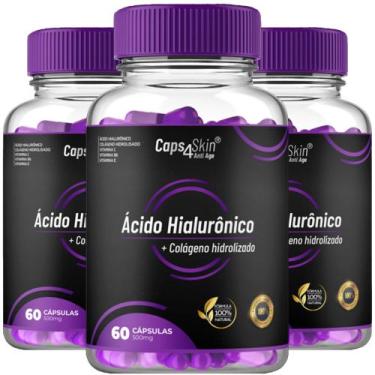 Imagem de Caps4skin - Ácido Hialurônico + Colágeno Hidrolisado, 3 Potes