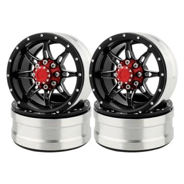 Imagem de RZXYLRC 1.9 inch Metal Beadlock Wheel Rims Hubs for Axial SCX10 I II III 90046 SCX10 PRO Capra TRX4 RC4WD D90 1/10 RC Rock Car Crawler Upgrade Part (Black)