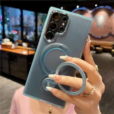 Imagem de ZXDK Capa com suporte giratório 360 para Samsung Galaxy S24 S23 S22 Ultra Plus compatível com Magsafe, capa com suporte magnético militar à prova de choque (azul, S22 Plus)