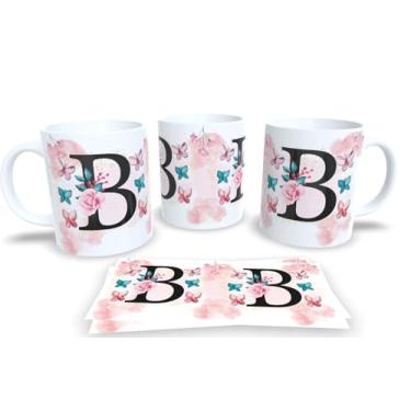 Imagem de Caneca Branca de Porcelana Personalizadas Alfabeto iniciais Nomes (B)