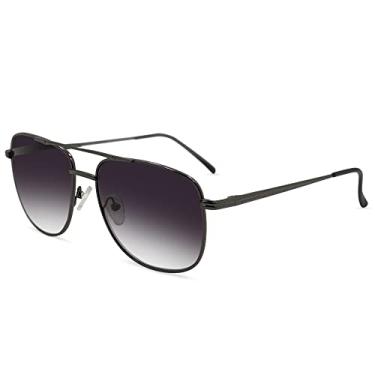 Imagem de In Style Eyes Óculos de sol Just Chillin' Full Reader, óculos de sol aviador não bifocais, armação de metal com fio, lentes não polarizadas, estanho, Medium
