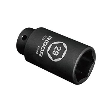 Imagem de RIGOR Soquete de impacto porca de eixo 11001 29 mm | Unidade de 1/2 pol, 6 pontos, profundo, CR-MO, métrica | Ajuste rápido para bigorna de anel de porco | Gravado a laser