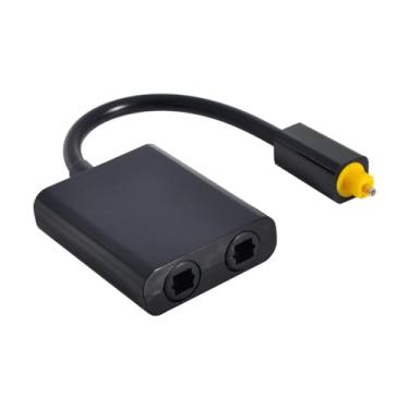Imagem de NFHK Adaptador divisor de áudio óptico digital Toslink de porta dupla, cabo de áudio de fibra óptica, 1 em 2 saídas, preto