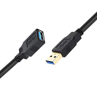 Imagem de ZEQKULW Cabo de extensão USB 3.0 3 m USB 3.0 tipo A macho para fêmea cabo extensor USB 3.0 compatível com teclado USB, mouse extensor USB (preto, 3 m)