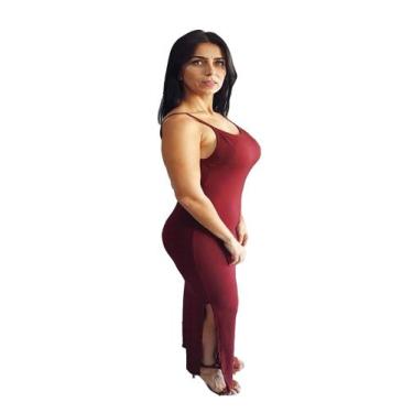 Imagem de Vestido Costa Nua Longo e Costa Aberta Festa Com Fenda E Bojo Mega Lux