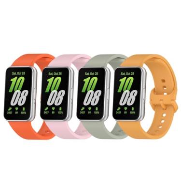 Imagem de SZBAMI Pacote com 4 pulseiras de relógio compatíveis com Samsung Galaxy Fit 3, pulseiras de substituição de silicone macio, acessórios para Samsung Galaxy Fit 3 para mulheres e homens
