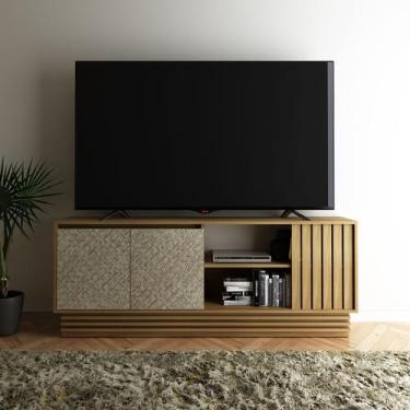 Imagem de Rack para TV até 52" Polegadas 160x61,7cm Natural Palha - Tecno Mobili