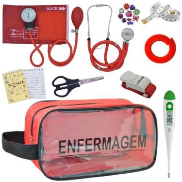 Imagem de Kit Academico Enfermagem Esfigmomanometro Aparelho de Pressao Estetosc