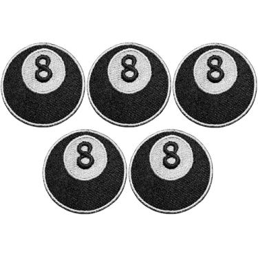 Imagem de Ranger Return Conjunto 5 de mini 8 bolas pequenas e fofas de bilhar sinuca retrô logotipo emblema decalque reparo decorativo fantasia aplique costurar ferro em remendos bordados - preto