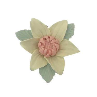 Imagem de Girassol, arte de parede de flores de cerâmica de 7 cm, decoração de parede de flores artificiais 3D, escultura de parede feita à mão, decoração de parede de flor de porcelana para casa, corredor,