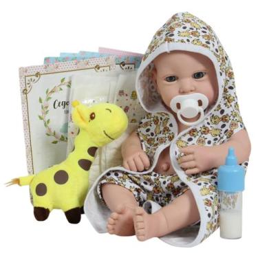 Imagem de Bebê Reborn Menino Recém Nascido Com Roupão Girafinha Fofo - Cegonha R
