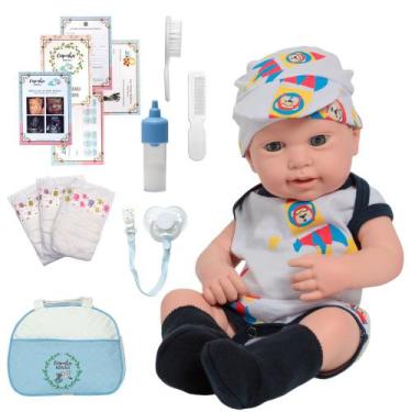Imagem de Bebê Tipo Reborn Recém Nascido Com Bolsa 16 Acessórios - Cegonha Rebor