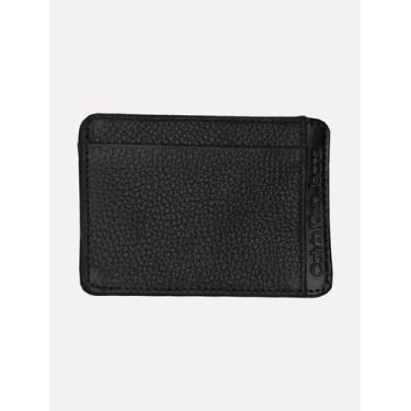 Imagem de Carteira Calvin Klein Jeans Porta Cartão Couro Floater Vertical Logo P