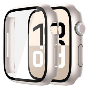 Imagem de Misxi Pacote com 2 capas de vidro temperado compatíveis com Apple Watch Series 11 (2025) Series 10 46 mm, protetor de tela de PC rígido, proteção geral, capa ultrafina resistente a arranhões para