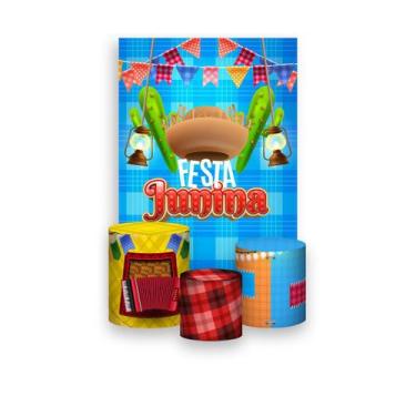Imagem de Painel De Festa Vertical 1,50 x 2,20 + Trio De Capas Cilindro - Festa 