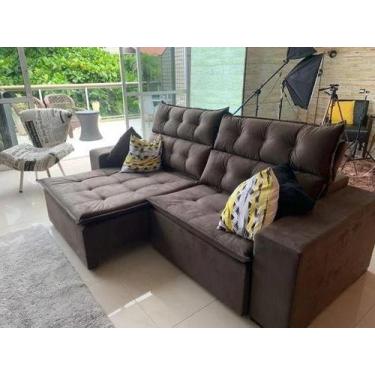 Imagem de Sofá 2,30 retrátil e reclinável 4 lugares carioca marrom - bonequinha 