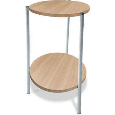 Imagem de Mesa Mesinha De Canto Redonda Decoração Qatar Industrial Branca - Genu
