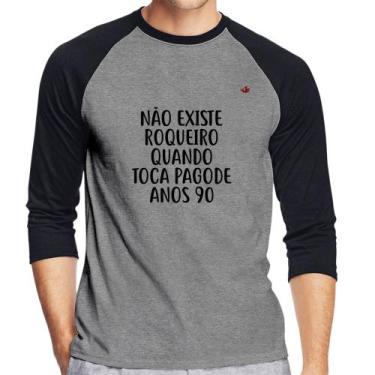 Imagem de Camiseta Raglan Não existe roqueiro quando toca pagode anos 90 Manga 3