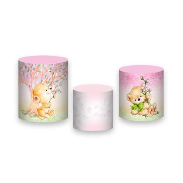Imagem de Trio de Capas de Cilindro - Ursinha Aquarela no Jardim 026 - Via Cores
