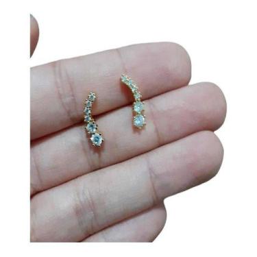Imagem de Brinco Ear Cuff Pedra Zirconia Dourado Infantil Pequeno - De Castro jo