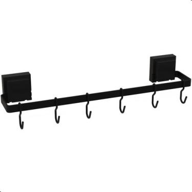 Imagem de Suporte Porta Utensílios 6 Ganchos Com Ventosa Preto Max - STEELDECOR