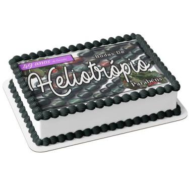 Imagem de Papel Arroz P/ Bolo 49 Anos De Casados Bodas De Heliotrópio - Genérico