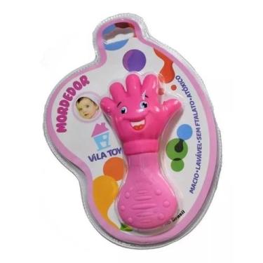 Imagem de Mordedor Mãozinha Anti stress rosa ou azul Molinho Vila Toy, Rosa